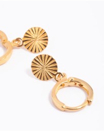 Lovisa - Gold Plated Sterling Silver Etched Huggie Hoop Earrings