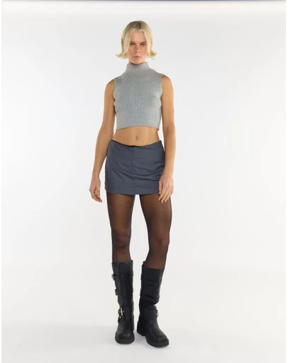 Glamorous - High Neck Ribbed Top