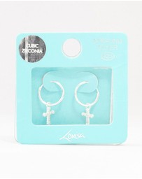 Lovisa - Sterling Silver Cubic Zirconia Cross Hoop Earrings