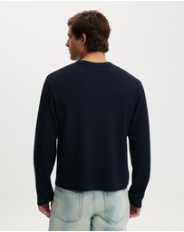 Cotton On - Cropped Fit Textured Long Sleeve T-Shirt