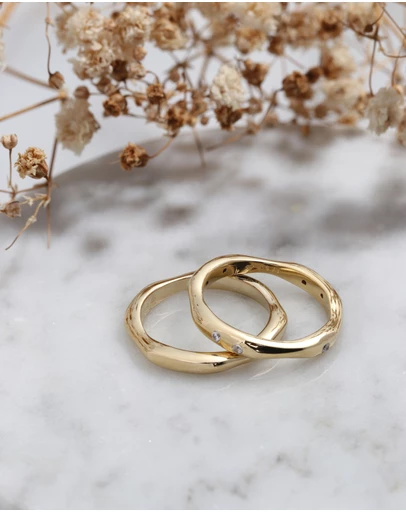 Elli Jewelry - Zirconia Ring Set in Gold-Plated 925 Silver