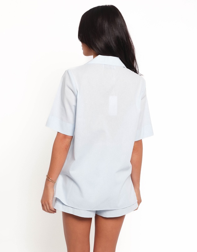 Petal & Pup - Aaliyah Cotton Tie Front Top - Pale Blue
