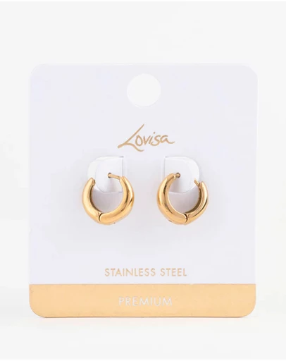 Lovisa - Waterproof Gold Plated Stainless Steel Mini Drop Huggie Earrings