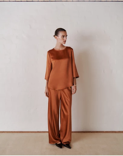 Trenery - Satin Relaxed Blouse in Sierra