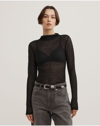 Witchery - Textured Mesh Long Sleeve Top
