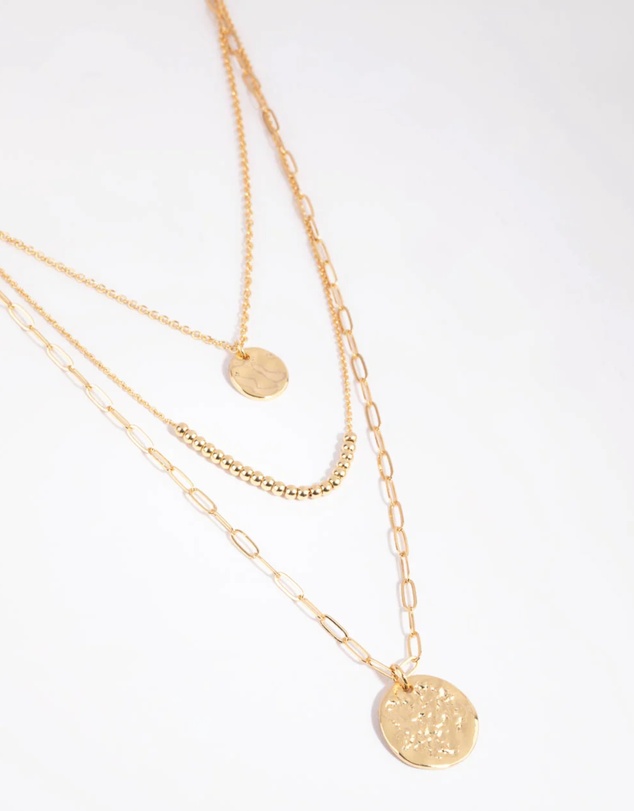 Lovisa - Gold Plated Disc & Ball Necklace Layered Necklace