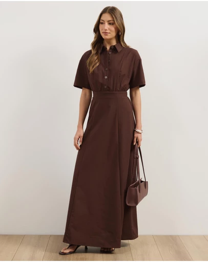 Atmos&Here - Belle Short Sleeve Shirt Maxi Dress