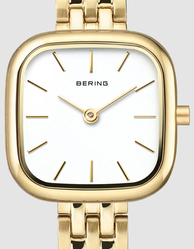 Bering - Bering Classic Ladies 26mm Square Case Gold Metal Strap Watch