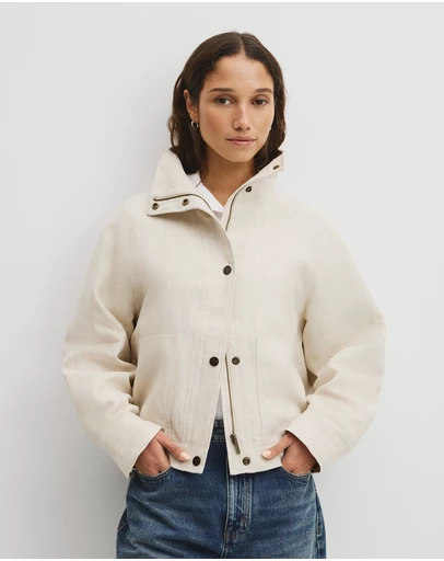 Country Road - Linen Funnel Neck Jacket