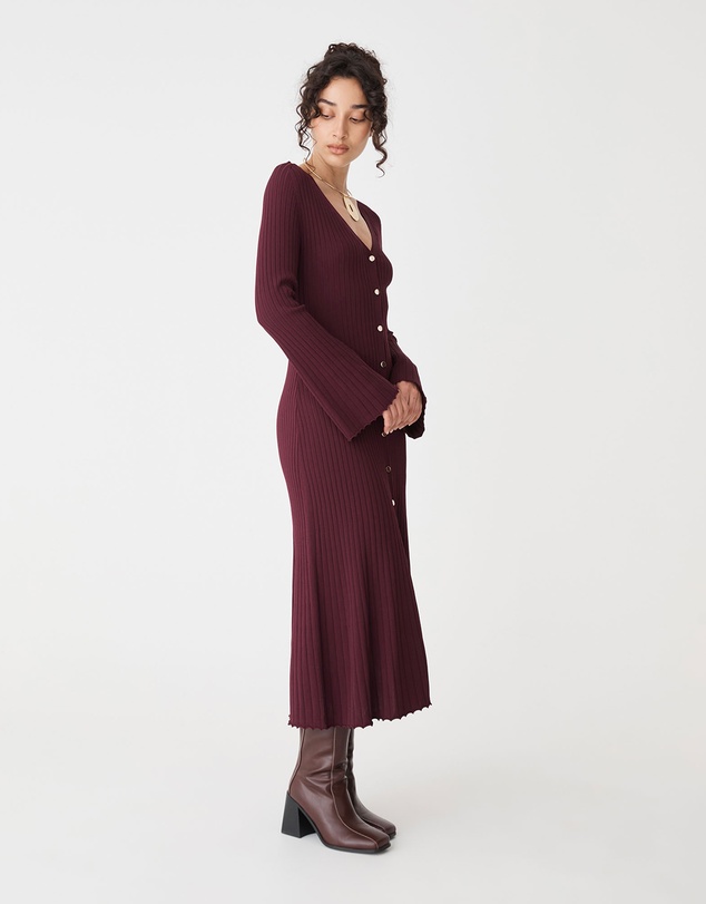 Forcast - Danica V-Neck Rib Knit Dress