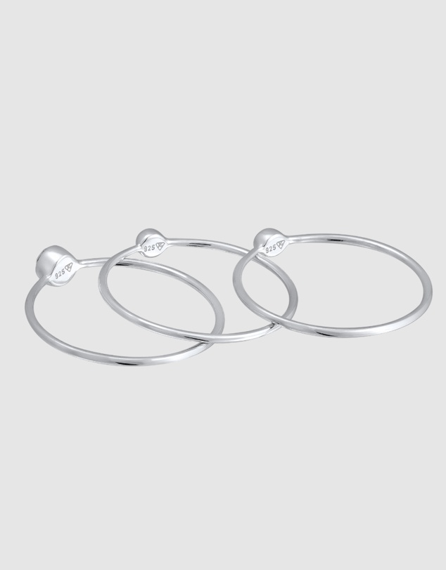 Elli Jewelry - Ring Set Stack Basic with Crystals Blue in 925 Sterling Silver
