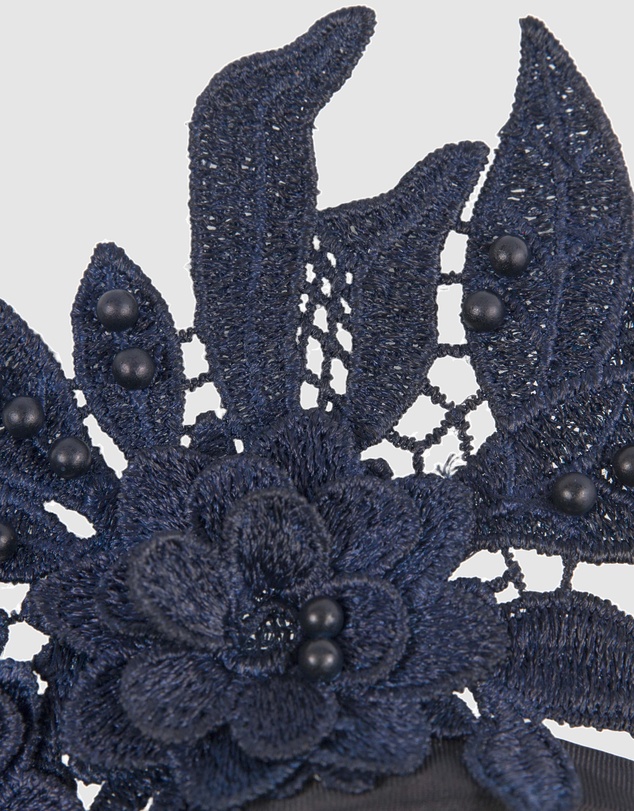 Max Alexander - Lace Crown Navy Headband Fascinator