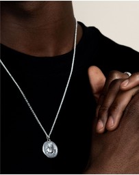 Dower & Hall - Men's 'Overcome and Thrive' Pegasus Talisman Necklace In Sterling Silver