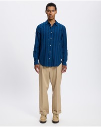 Scotch & Soda - Textured Indigo Shirt In Special Striped Weave