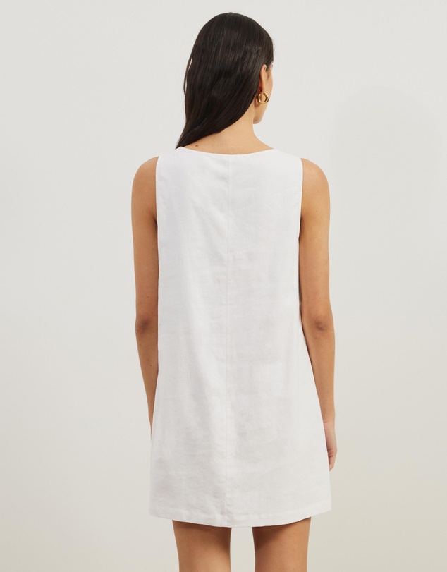 Atmos&Here - Tie Front Linen Blend Mini Dress