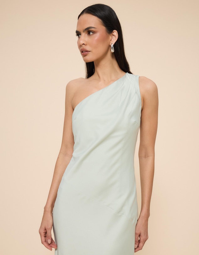 CHANCERY - Hallie Satin One Shoulder Drape Maxi Dress