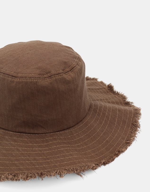 Morgan & Taylor - Cleo Linen-Blend Bucket Hat in Chocolate Brown