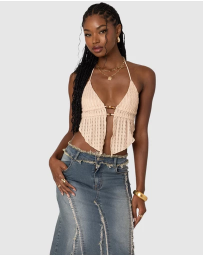 EDIKTED - Anaya Textured Open Back Top