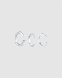 Kuzzoi - ICONIC EXCLUSIVE - Earrings Men's Earcuff 3-Piece Set Geo Organic in 925 Sterling Silver