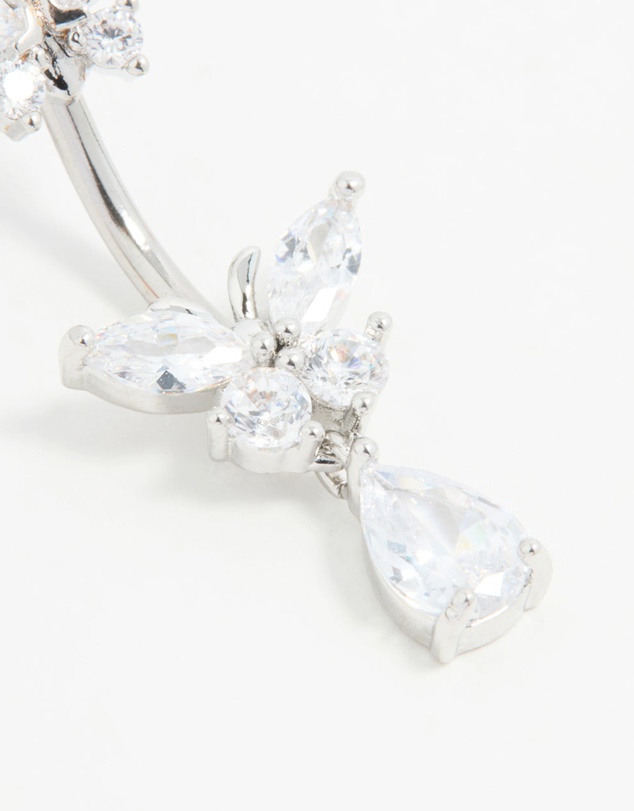 Lovisa - Surgical Steel Cubic Zircornia Double Butterfly Drop Belly Bar