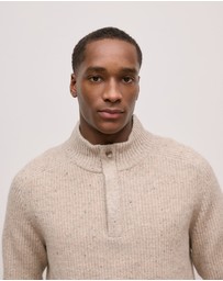 Trenery - Merino Nep Half Zip Pullover in Fawn