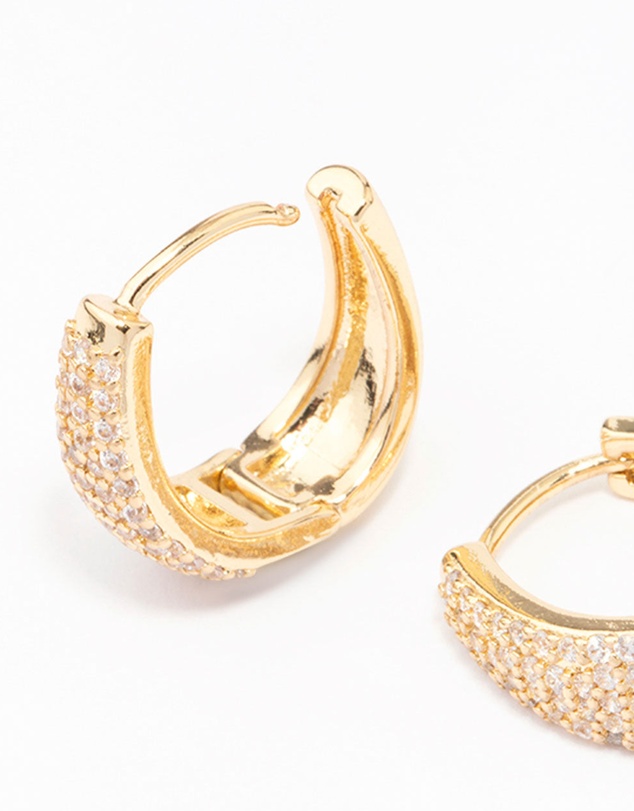 Lovisa - Gold Plated Pave Tapered Hoop Earrings