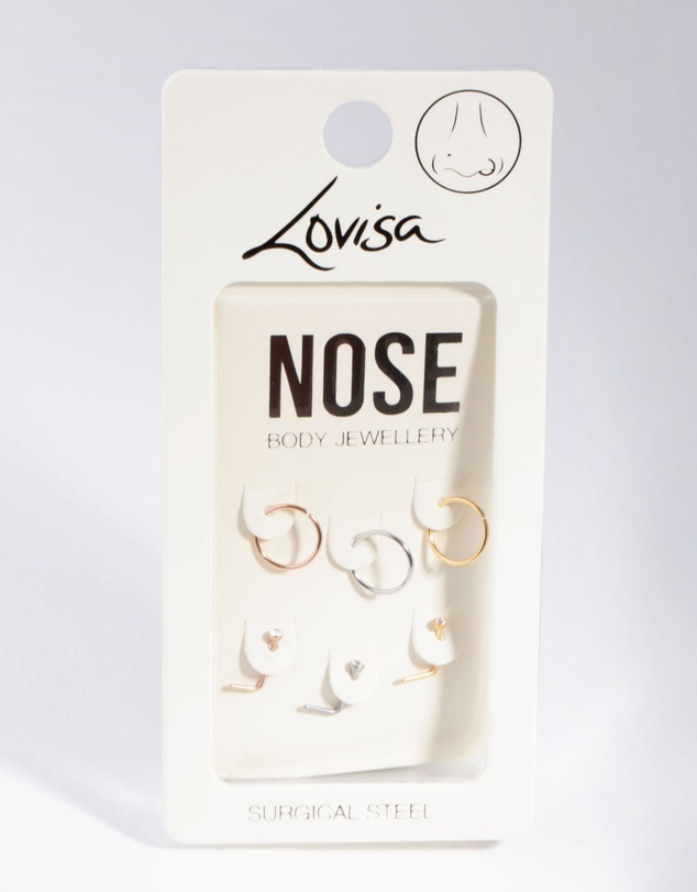 Lovisa - 5mm Thick Nose Ring 6-Pack