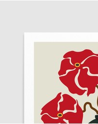 Olive et Oriel - Ukiyo Vase Flower Greige by Frances Collett Art Print