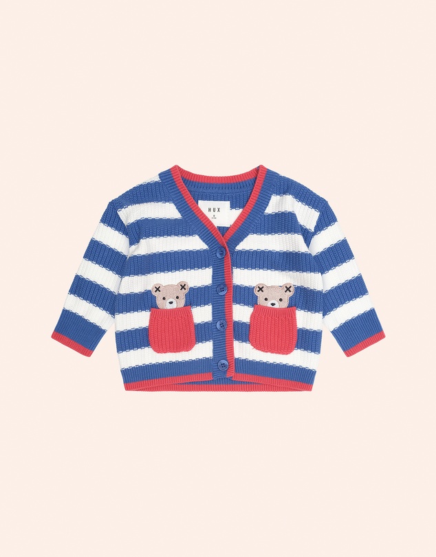Huxbaby - Nautical Stripe Peekaboo Hux Cardigan - Babies-Teens