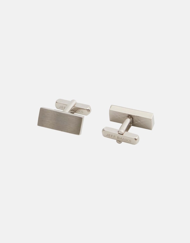 Jeff Banks - Rectangular Silver Cufflink