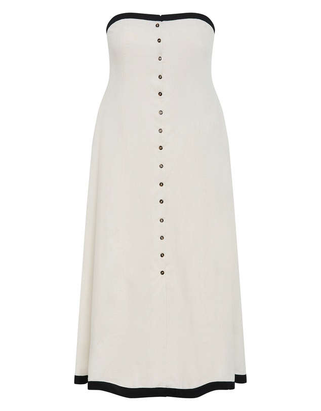 City Chic - Plus size Contrast Strapless Maxi Dress - natural