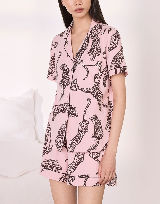 Chelsea Peers - Organic Cotton Lino Leopards Short Pyjama Set