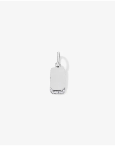 Michael Hill - Engravable Cut Corner Tag Pendant with Cubic Zirconia in Sterling Silver