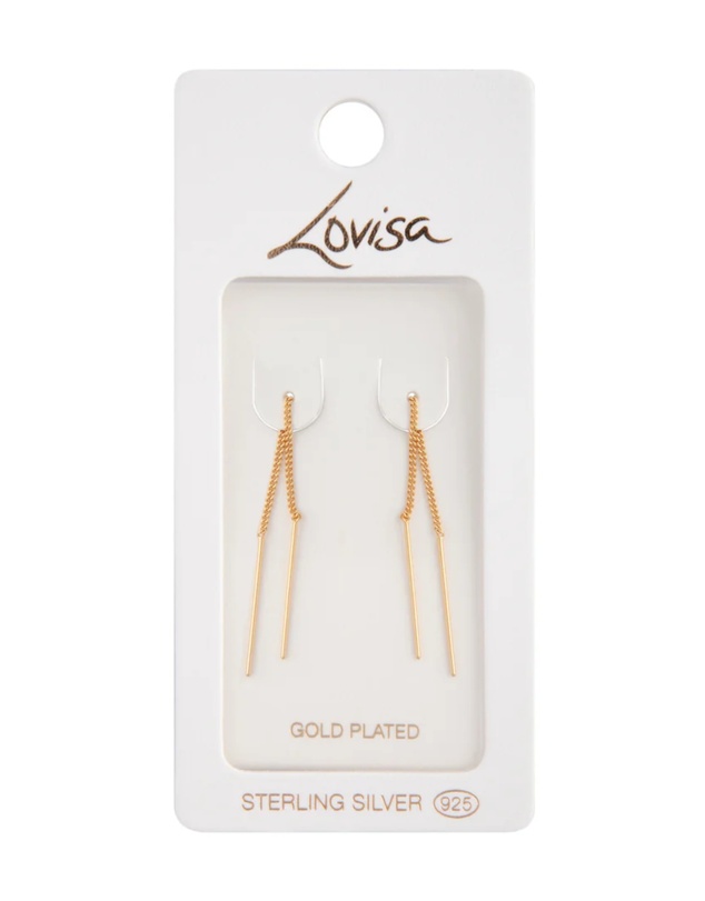 Lovisa - Gold Plated Sterling Silver Long Thread Through Earrings