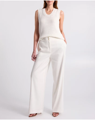 David Lawrence - Mila Wide Leg Linen Blend Pants