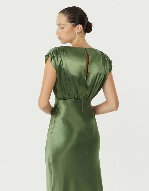 Third Form - Satin Cross Over Gather Dress