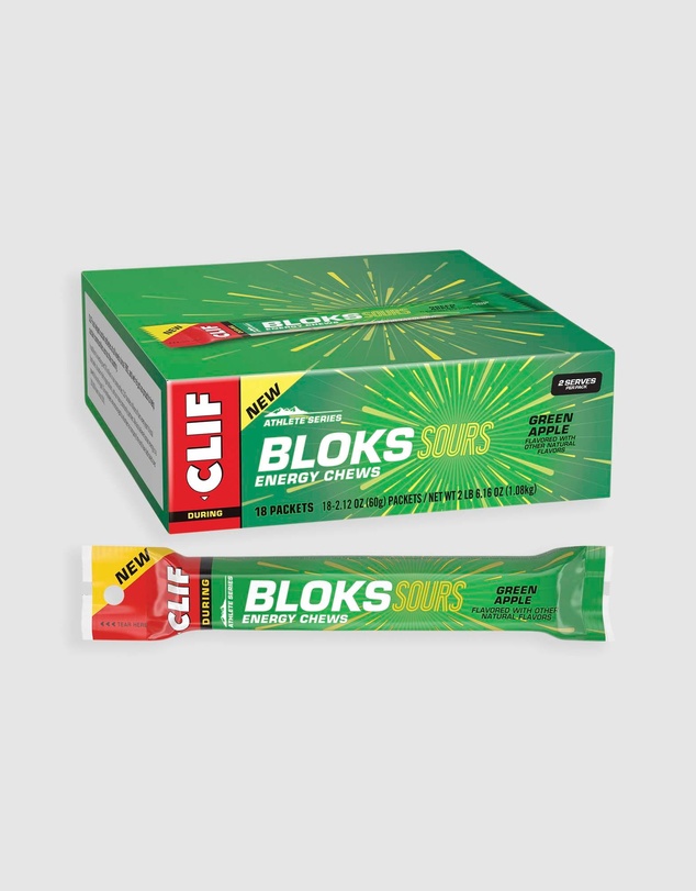 CLIF - Sour Green Apple Bloks Energy Chews - 18x60g