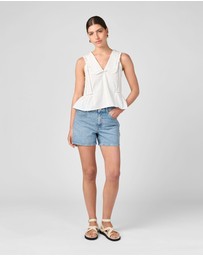 MVN - Embroidered Collared Top