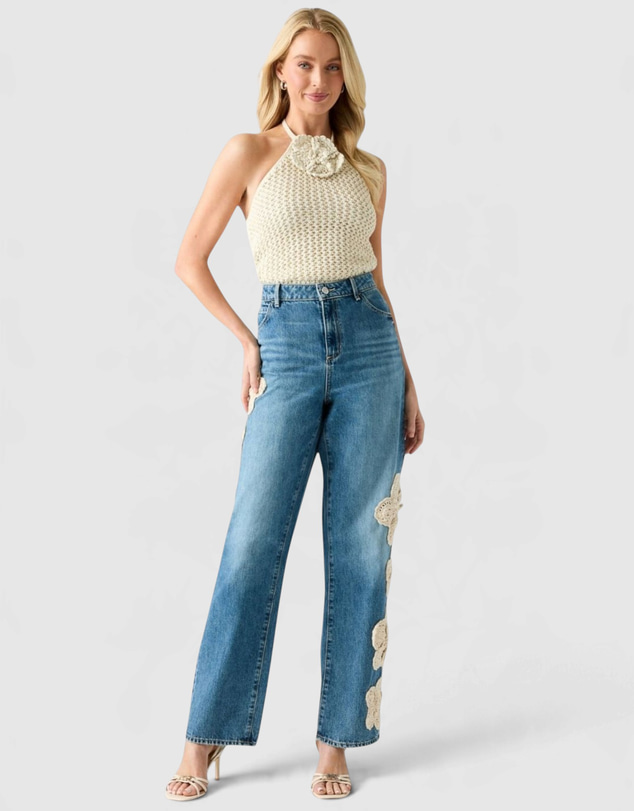 GUESS - Alicia Crochet Flower Sweater