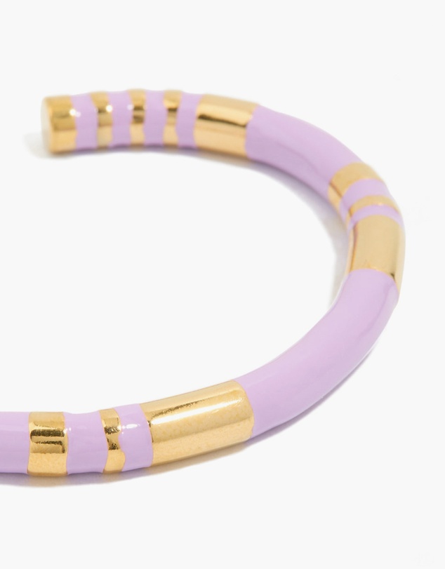 Lovisa - Waterproof Gold Plated Stainless Steel Lilac Enamel Striped Wrist Cuff