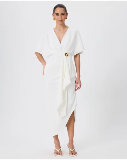 Tussah - Vivian Flutter Sleeve Ruffle Detail Midi Dress