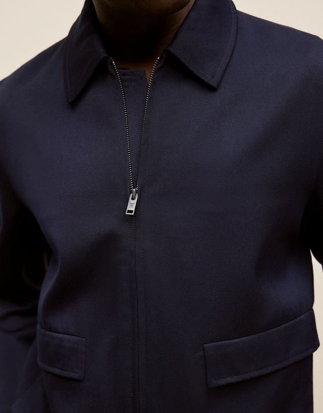 Trenery - Twill Pocket Detail Zip Jacket in Navy