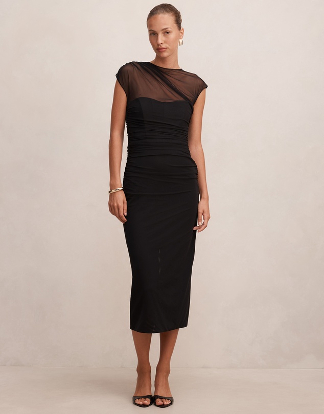 Forever New - Eadie Sheer Cap Sleeves Midi Dress