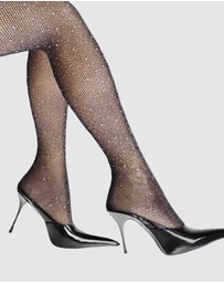 High Heel Jungle - Glam Rock Lurex Crystal Mesh Tights
