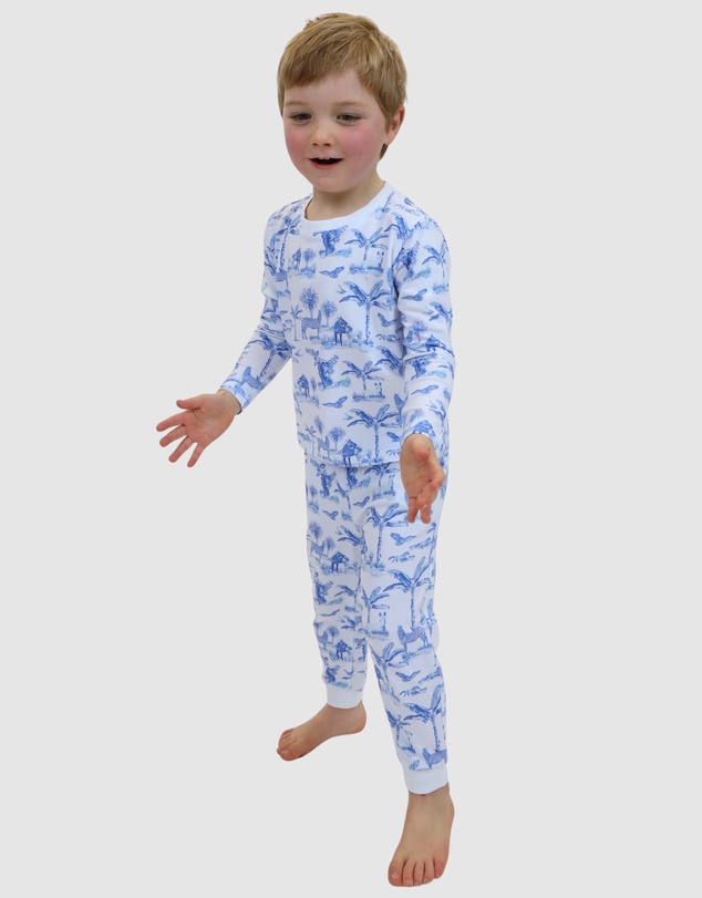 Sant And Abel - Kids Skydog Blue Toile Long PJ Set