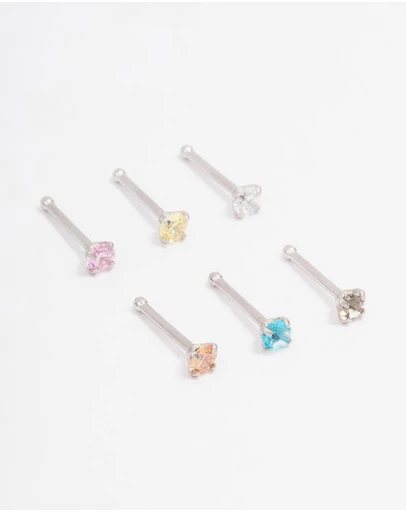Lovisa - Surgical Steel Dainty Diamante Nose Hook 6-Pack