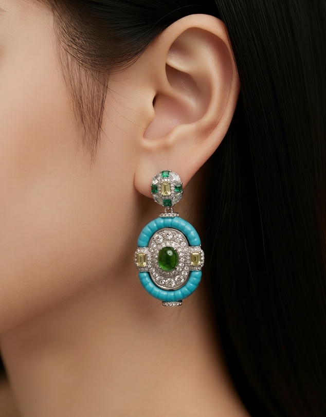 Mossée - Olivia Emerald Oval-Shaped Earrings