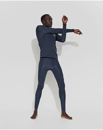 SKINS - SKINS Compression Men's Series-2 Gym Clothing Long Tight Navy Blue