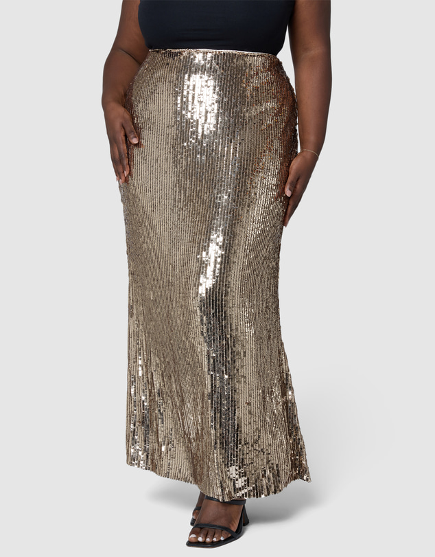 Pink Dusk by Curve Project - Haze Sequin Maxi Skirt