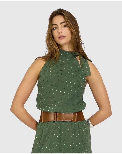 Belle & Bloom - Bare It All Bias Tie Neck Top